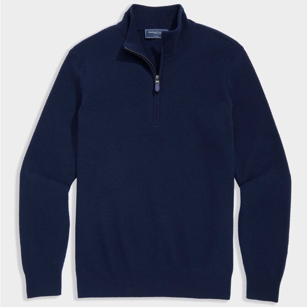 Vineyard Vines Sweater Cashmere Quarter Zip Blue Men’s Size Medium